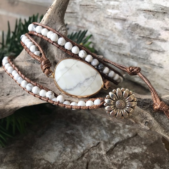 Jewelry - Triple Strand Wrap Bracelet Natural Stone